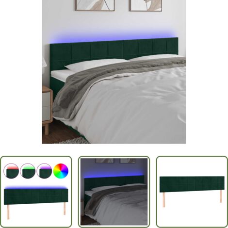 Velluto -  Testiera a LED Verde Scuro 160x5x78/88 cm in Velluto