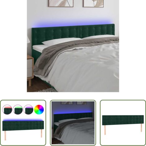 Velluto -  Testiera a LED Verde Scuro 160x5x78/88 cm in Velluto