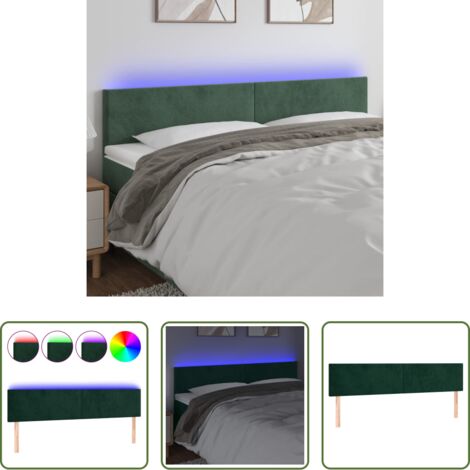 Velluto -  Testiera a LED Verde Scuro 180x5x78/88 cm in Velluto