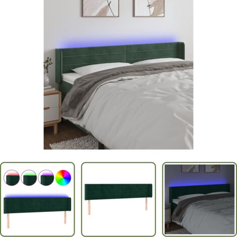 Velluto -  Testiera a LED Verde Scuro 203x16x78/88 cm in Velluto