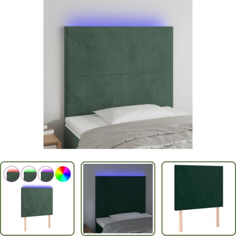 Velluto -  Testiera a LED verde Scuro 80x5x118/128 cm in Velluto