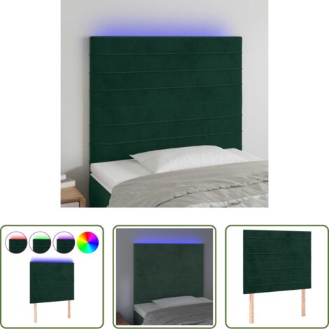 Velluto -  Testiera a LED verde Scuro 80x5x118/128 cm in Velluto