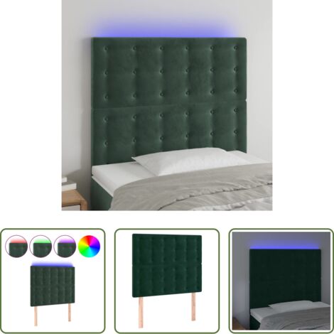 Velluto -  Testiera a LED verde Scuro 80x5x118/128 cm in Velluto