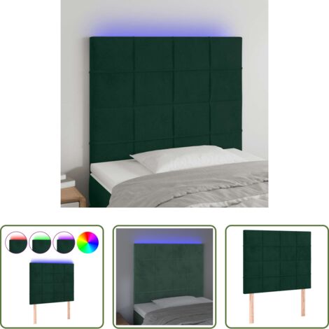 Velluto -  Testiera a LED verde Scuro 80x5x118/128 cm in Velluto