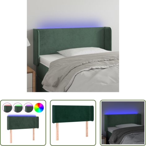 Velluto -  Testiera a LED Verde Scuro 83x16x78/88 cm in Velluto