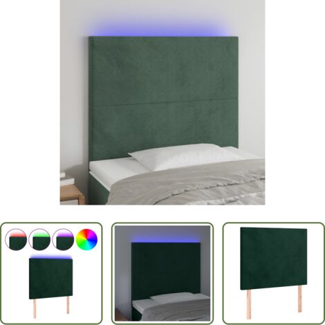 Velluto -  Testiera a LED Verde Scuro 90x5x118/128 cm in Velluto