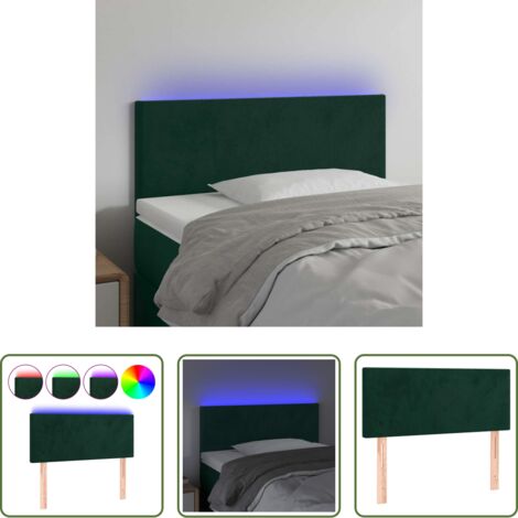 Velluto -  Testiera a LED Verde scuro 90x5x78/88 cm in Similpelle