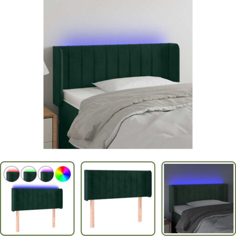Velluto -  Testiera a LED Verde scuro 93x16x78/88 cm in Velluto