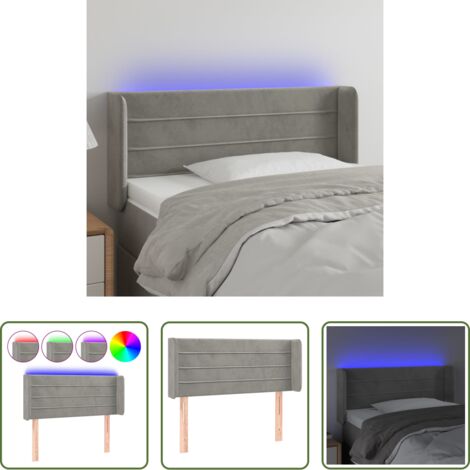 Velluto -  Testiera Grigio Chiaro a LED 103x16x78/88 cm in Velluto