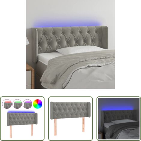 Velluto -  Testiera Grigio Chiaro a LED 103x16x78/88 cm in Velluto