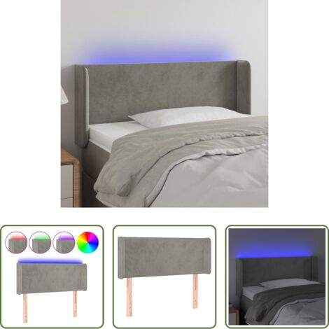 Velluto -  Testiera Grigio Chiaro a LED 103x16x78/88 cm in Velluto