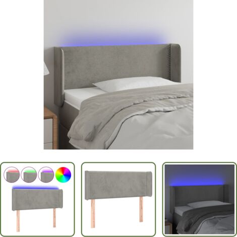 Velluto -  Testiera Grigio Chiaro a LED 93x16x78/88 cm in Velluto