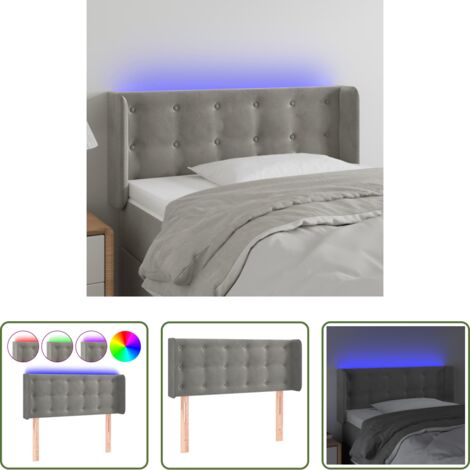Velluto -  Testiera Grigio Chiaro a LED 93x16x78/88 cm in Velluto