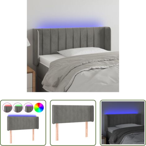 Velluto -  Testiera Grigio Chiaro a LED 93x16x78/88 cm in Velluto