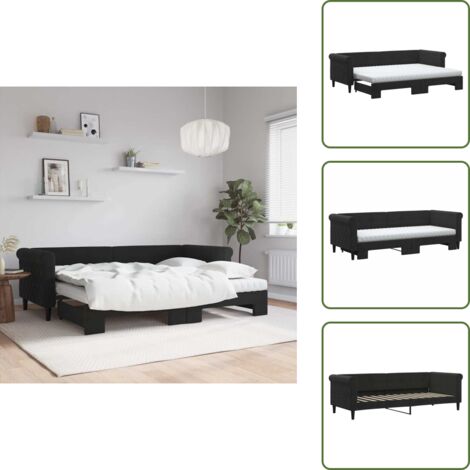Velluto - vidaXL Divano Letto Estraibile con Materassi Nero 80x200 cm Velluto - Salotto