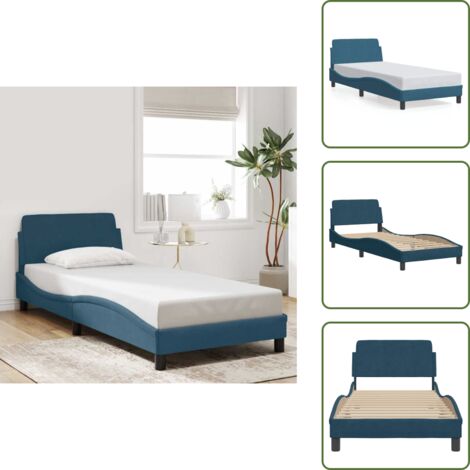 Velluto - vidaXL Giroletto con Testiera Dover Blu 90x190 cm in Velluto - Letto con testiera Dover