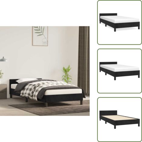Velluto - vidaXL Giroletto con Testiera senza Materasso Nero 80x200 cm Velluto - Letto con testiera