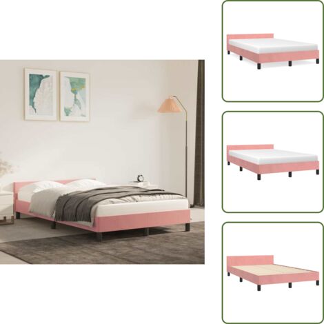Velluto - vidaXL Giroletto con Testiera senza Materasso Rosa 120x200 cm Velluto - Letto con testiera