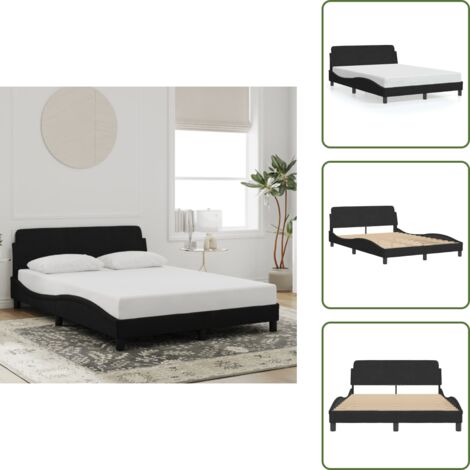 Velluto - vidaXL Giroletto Dover Nero 120x200 cm Velluto - Letto con testiera in velluto