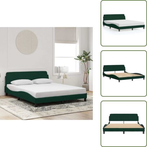 Velluto - vidaXL Giroletto Dover Verde Scuro 160x200 cm in Velluto - Supporto schiena