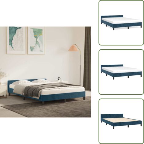 Velluto - vidaXL Giroletto senza Materasso Blu Scuro 140x200 cm Velluto - Letto con testiera