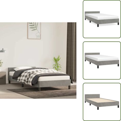 Velluto - vidaXL Giroletto senza Materasso Grigio Chiaro 100x200 cm Velluto - Letto con testiera