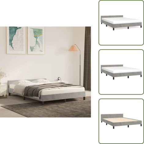 Velluto - vidaXL Giroletto senza Materasso Grigio Chiaro 140x200 cm Velluto - Letto con testiera
