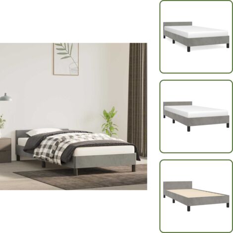 Velluto - vidaXL Giroletto senza Materasso Grigio Chiaro 90x190 cm Velluto - Letto con testiera