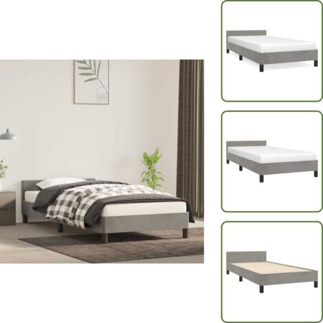 Velluto - vidaXL Giroletto senza Materasso Grigio Chiaro 90x200 cm Velluto - Letto con testiera