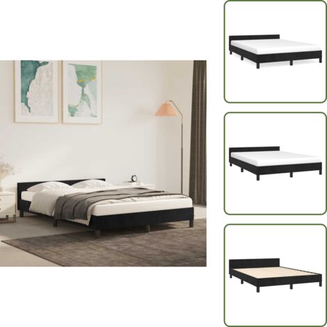 Velluto - vidaXL Giroletto senza Materasso Nero 140x200 cm in Velluto - Letto con testiera