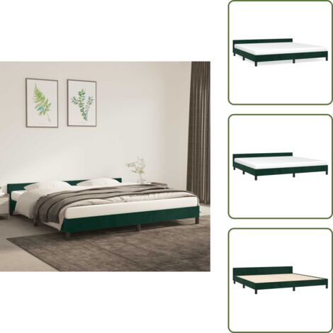 Velluto - vidaXL Giroletto senza Materasso Verde Scuro 200x200 cm in Velluto - Letto con testiera