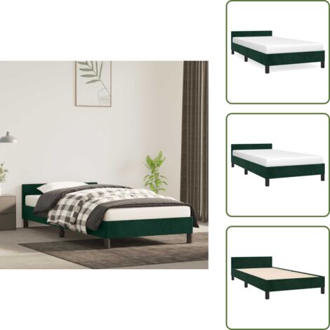 Velluto - vidaXL Giroletto senza Materasso Verde Scuro 80x200 cm in Velluto - Letto con testiera
