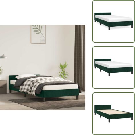 Velluto - vidaXL Giroletto senza Materasso Verde Scuro 90x190 cm in Velluto - Letto con testiera