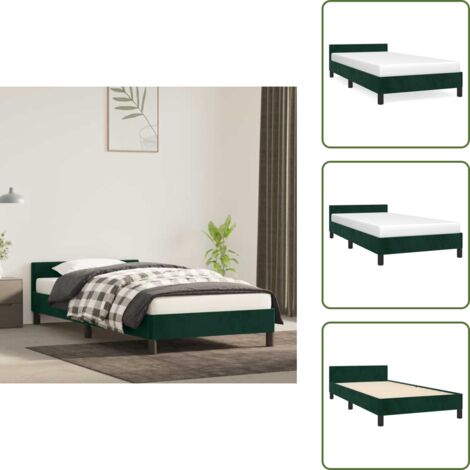 Velluto - vidaXL Giroletto senza Materasso Verde Scuro 90x200 cm in Velluto - Letto con testiera