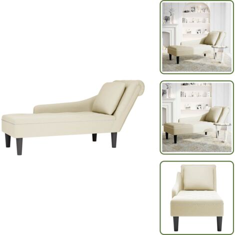 Velluto - vidaXL Sdraio con Cuscino e Bracciolo Destro in Velluto Crema - Seduta confortevole