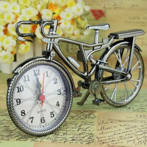 Vélo argenté Vintage, meubles de maison, moto, vélo à Quartz, réveil, horloge, bureau, chambre d&39enfants, Miniatures, tendance