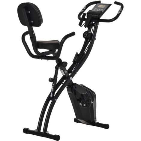Vélo d'appartement 2 en 1 pliable avec 8 niveaux de résistance magnétique et paire de câbles de tension, idéal pour cardio, fitness et musculation à domicile