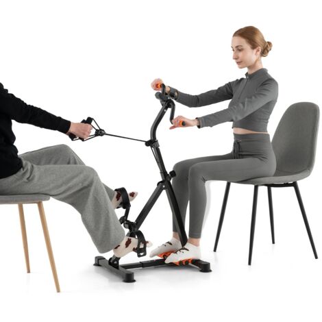 Vélo D'appartement à Pédales Résistance Réglable avec Massage Affichage du Temps Décompte Calories et Distance Exercice des Jambes et Bras 4 Hauteurs