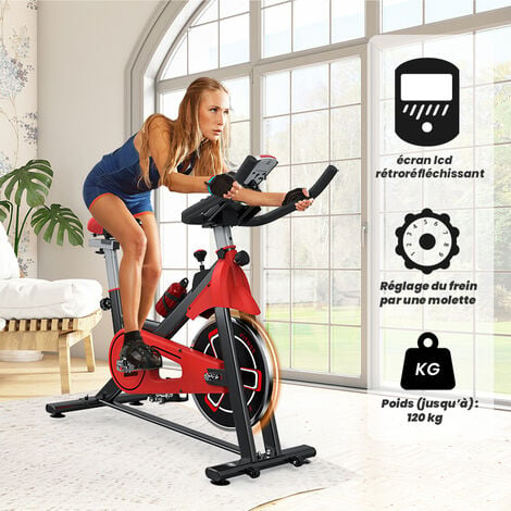 Vélo d'appartement d'intérieur - Exercice de fitness à domicile - Avec siège et guidon réglables - Résistance réglable - Écran LCD - Max Charge: 120 kg