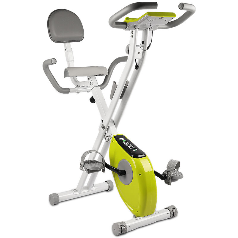 Bigzzia - Vélo d'appartement Pliable - Niveaux de résistance réglables - Vélo d'Exercice d'Intérieur Vélo Maison Entraînement Gym Cardio Vert et Blanc