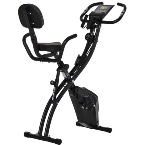 Vélo d’exercice 2 en 1, vélo d’entraînement à domicile pliable avec résistance magnétique réglable sur 8 niveaux, avec 1 paire de bandes de tension