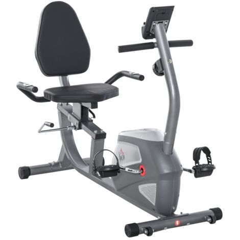 Vélo d'exercice semi-allongé avec écran LCD, 8 niveaux de résistance magnétique réglable, capteurs de fréquence cardiaque et dossier ajustable, idéal pour musculation, cardio et home gym jusqu'à 110 k