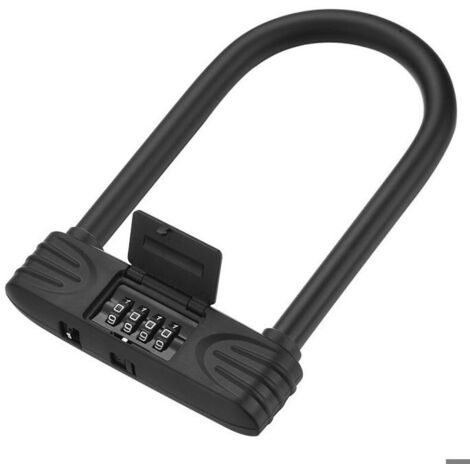 Vélo en U, Cadenas Vélos à Code 4 Chiffres Combinaison Réinitialisable Antivole pour Vélo/Scoote/Motos/Bicyclette/Porte