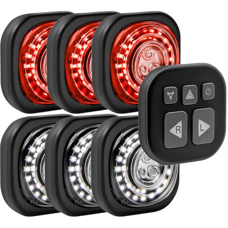 Vélo Lumières Intelligente - Feu Arrière Feu Avant Clignotants Feu de Freinage Feu d'urgence, 5 Modes Jour/Nuit, Lampe Rechargeable avec Télécommande, IP67 Étanchéité 6 PCS