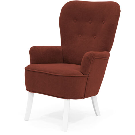 Velo Sessel - Gepolsterter Sessel mit Holzbeinen, Retro-Stil, Farbe des Erzes