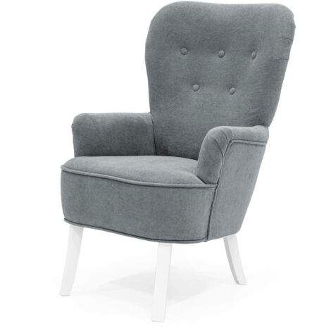 Velo Sessel - Gepolsterter Sessel mit Holzbeinen, Retro-Stil, Farbe Grau