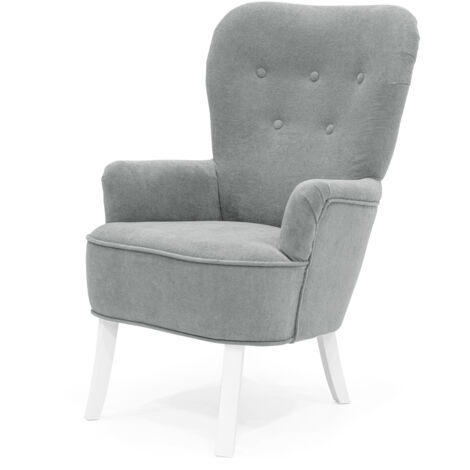 Velo Sessel - Gepolsterter Sessel mit Holzbeinen, Retro-Stil, Farbe Hellgrau
