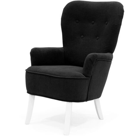 Velo Sessel - Gepolsterter Sessel mit Holzbeinen, Retro-Stil, Farbe Schwarz