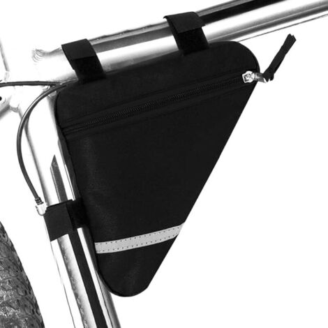 Vélo Triangulaire Sac, Sacoche Triangle de Cadre Tube Avant de Vélo Étanche avec Décoration Réfléchissante Double Face (Noir)