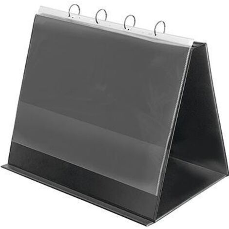 VELOFLEX Tischflipchart Veloflex DIN A3 quer 4 Ringe Rundmechanik PVC-Folie kartonverstärktschwarz 10 Hüllen
